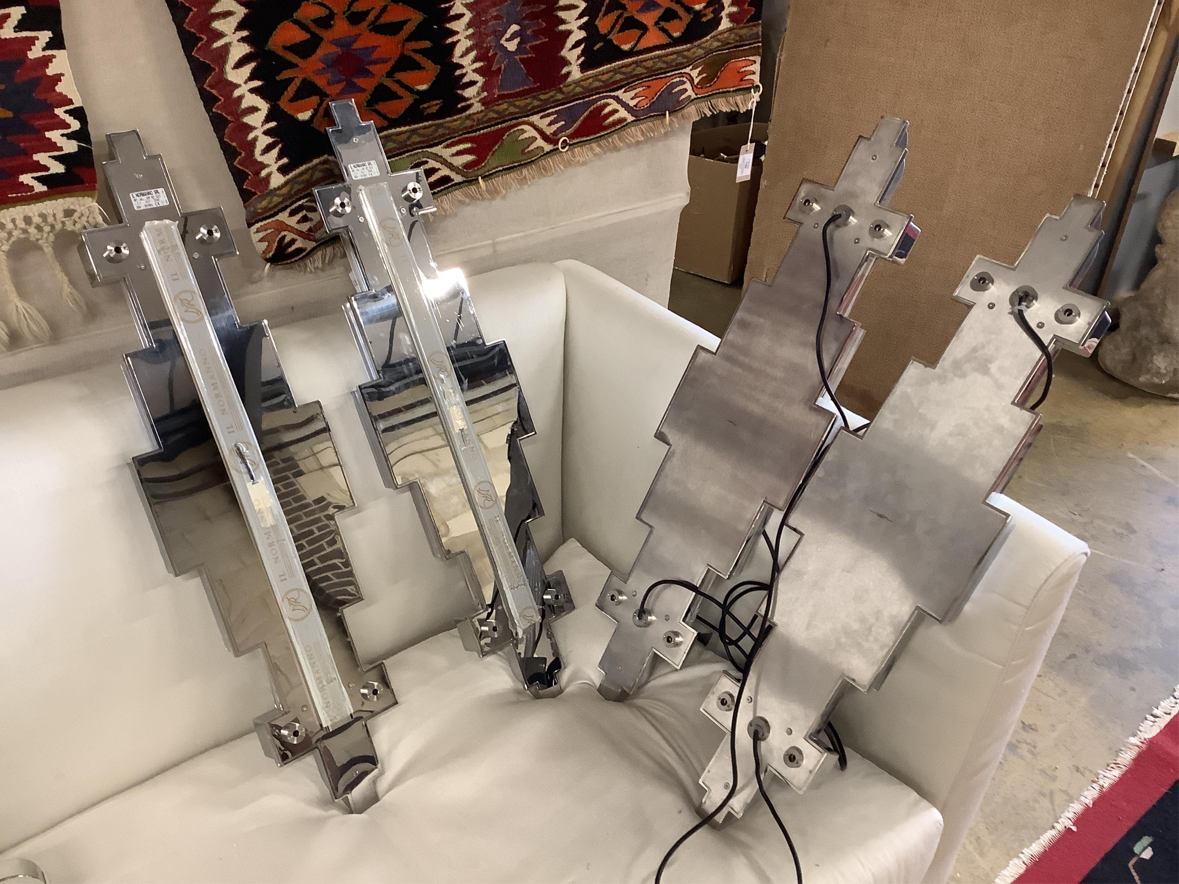 Four pairs of contemporary IL Normanno Art Deco style wall lamps, width 26cm, height 94cm